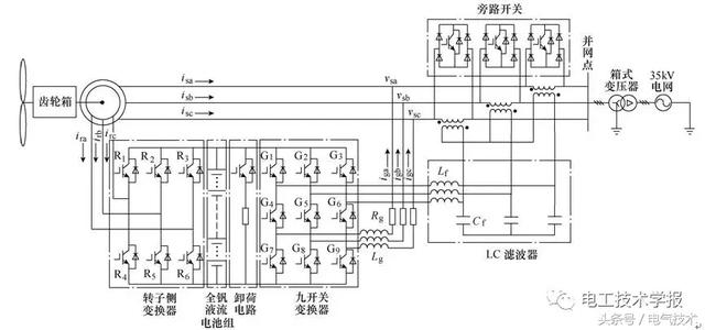 雙饋風電系統(tǒng)中VRB儲能型網(wǎng)側(cè)九開關變換器