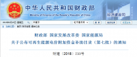 財(cái)政部、國(guó)家發(fā)展改革委、國(guó)家能源局公布可再生能源電價(jià)附加資金補(bǔ)助目錄（第七批）
