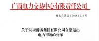 廣西關(guān)于防城港務集團有限公司自愿退出電力市場的公示