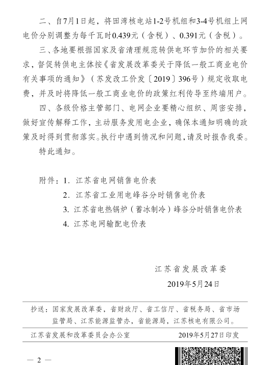 江蘇第二次降電價(jià)！一般工商業(yè)及其它用電類(lèi)別電價(jià)降4.15分/度
